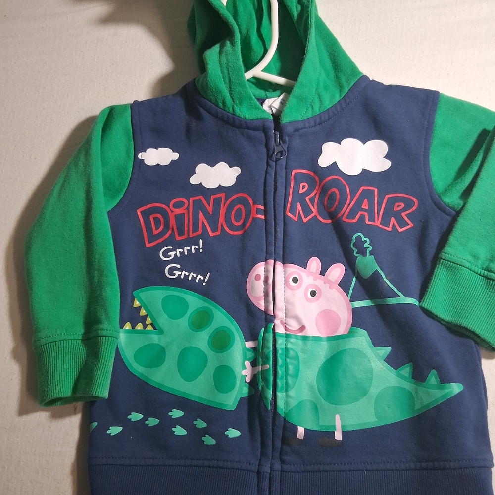 Peppa Pig Dino-Roar Kids Hoodie - Green and Navy